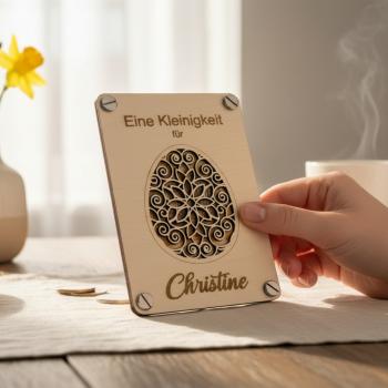 Holzkarte zu Ostern: Stilvolle Geldgeschenke personalisiert mit Namen – Die perfekte Geschenkidee für deine Liebsten!